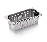WAS 7113 100 Serie 71 - Contenitore per gastronomia in acciaio cromato con bordo impilabile, fondo e fori laterali, 1/3 GN, 325 mm x 176 mm x 100 mm