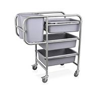 WAS 9210 003 - Carrello porta stoviglie in acciaio al nichel cromato, con 4 ruote orientabili, lunghezza 80 cm, larghezza 44 cm, altezza 93 cm