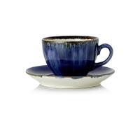 WAS Germany Piatto superiore e piattino, 0,25 l, set da 6 pezzi, blu scuro, porcellana
