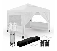 Wasabi - Gazebo Esterno Resistente 3x3m - 4 Pareti Laterali - 4 Sacchi di Sabbia, Picchetti e Corde di Fissaggio - Sacco di Trasporto - Pergola in Nylon (Bianca)
