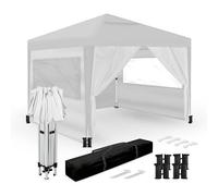 Wasabi - Gazebo Esterno Resistente 3x3m - 4 Pareti Laterali - 4 Sacchi di Sabbia, Picchetti e Corde di Fissaggio - Sacco di Trasporto - Pergola in Nylon (Bianca)