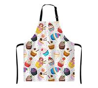 Wasach Grembiule con grazioso motivo cupcake, grembiule da dessert dolce, grembiule regolabile per uomini e donne, adatto per cucina, cameriera, chef