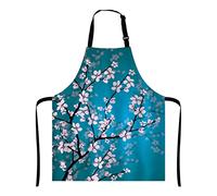 Wasach Grembiule primaverile giapponese con fiori di ciliegio, con collo regolabile, per uomini e donne, adatto per cucina, cameriera, chef