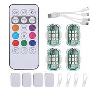 WASAGA Luci di Avvertimento a Distanza con Multi Colori, Mini Luce Stroboscopica LED Riflettore Impermeabile con modalità Flash per Bici Auto Moto Scooter (4 Luci Set)