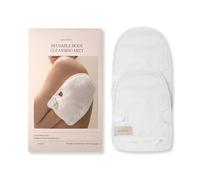 Waschies Set di 2 guanti da bagno double face, bianco, per tutti i tipi di pelle