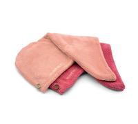 waschies Set di 2 turbanti per capelli, in microfibra, per asciugacapelli rapido, super morbido, pratico pulsante di fissaggio, per capelli corti e lunghi