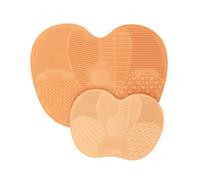 waschies Tappetino per la pulizia dei pennelli da trucco in silicone color albicocca, tappetino per la pulizia dei pennelli da trucco, portatile, strumento di lavaggio per pennelli da trucco in due