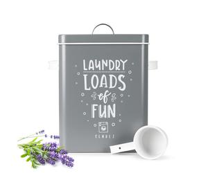 Waschpulverdose 6L Scatola con Coperchio E Pala Lattina Waschmitteldose Grigio