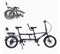 Wasd3Pods Biciclette Tandem Pieghevoli da 20 Pollici, Bici da Spiaggia Cruiser per Adulti, Bici Tandem con Ruote, Cambio a 7 velocità Regolabile, Bici Tandem Cruiser,Black