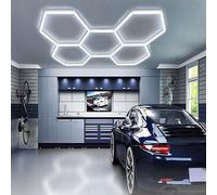 Wasd3Pods Luci da Garage Esagonali, Luce da Garage Esagonale a 5 Griglie, Luce Bianca Fredda 6500k, Plafoniera Esagonale a Nido d'Ape, per Officine di Bellezza, Sale Espositive, Palestre