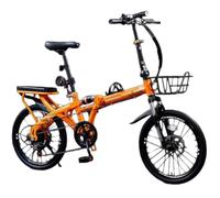 Wasd3Pods Mountain Bike Pieghevole da 16", 20" E 22", in Acciaio Ad Alto Tenore di Carbonio, con Doppio Freno a Disco, Cambio a 7 velocità, Altezza Regolabile, per Uomo E Donna,Orange-20