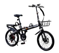 Wasd3Pods Mountain Bike Pieghevole da 16", 20" E 22", in Acciaio Ad Alto Tenore di Carbonio, con Doppio Freno a Disco, Cambio a 7 velocità, Altezza Regolabile, per Uomo E Donna,Black-20