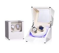 Wasd3Pods Scatola Avvolgitore per Orologi a Carica Automatica per Doppio Avvolgitore per Orologi + 3 Morbidi Cuscini per Orologi in Pelle, Scatola di Carica per Orologi Automatici a LED,G