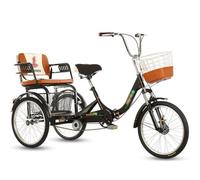 Wasd3Pods Triciclo per Adulti da 20 Pollici,Bicicletta da Crociera a Tre Ruote, con Cestino della Spesa,Telaio Pieghevole,Comodi Sedili Posteriori,Doppia Catena,Triciclo per Adulti a Due Posti,Black