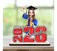 Wasetell Class of 2026 Regali personalizzati 2D piatto ritratto laurea cartello in legno con nome personalizzato Congratulazioni Grad placca in legno laurea decorazione per feste per università