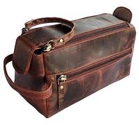 Wash Bag in pelle per gli uomini - Handcrafted borsa da toilette per tutto il vostro viaggio da toeletta (Marrone Noce)