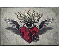 Wash+Dry tappeto Design Flaming Heart 50x75cm, adatto per interni ed esterni, lavabile, multicolore
