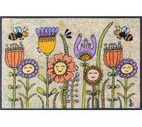 Wash+Dry tappeto Design Friendly Flowers 50x75cm, adatto per interni ed esterni, lavabile, multicolore