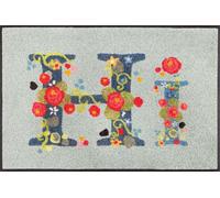 Wash+Dry tappeto Design Hi with Roses 50x75cm, adatto per interni ed esterni, lavabile, multicolore