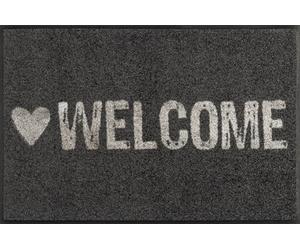 Wash+Dry tappeto Design Warmly Welcome 50x75cm, adatto per interni ed esterni, lavabile, grigio