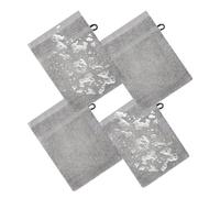 Wash Mitts for Body - 4piece Bath Gloves | Washcloths with Loop | Cotton Towel Glove Towel Bath with Hanging Cord for Hand Face Skin Men Kids Travel Washcloth