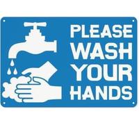 Wash Your Hands Metal Sign Vintage Warning Decor 8 X 12