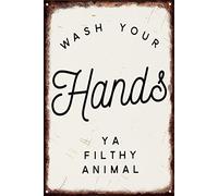 Wash Your Hands Ya Filthy Animal Funny Bathroom Rules Bagno Decor Wall Art Minimalista Wall Art 20x30 pollici Retro Metal Wall Art Poster Decorazione per la casa Camera Cucina Bar Ufficio ecc.