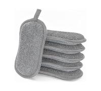 Washable dish sponges, 6 double-sided anti-scratch pads, antibacterial microfiber sponge effectively cleans all surfaces. Ideal for plates, pans.