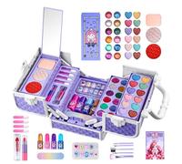 Washable Kids Makeup Kit, 43 pezzi Beauty Set with Handle, Princess Makeup