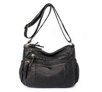 Washed Leather Women's Bag Shoulder Bag Fashion Large Capacity Bag PU Mother Small Squarebag da donna, gold, taglia unica