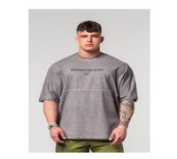 Washed-off Oversized Heavyweight Cotton T-shirt No Shortcuts Man Light Grey