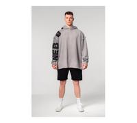 Washed-off Oversized Pullover Hoodie No Bs Man Light Grey