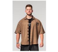 Washed-off Oversized Shirt 90s Throwback Man Light Brown