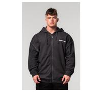 Washed-off Zip Up Hoodie Gym Bro Man Black