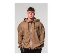 Washed-off Zip Up Hoodie Gym Bro Man Light Brown