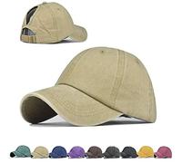 Washed Style Coda di cavallo Cappelli per le Donne di Baseball Caps Alta Disordinato Chignon Caps Ponycaps Papà Cappelli - Beige - taglia unica