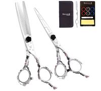 Washi Beauty - Black Rosebud Set with 5.5 Shear 30 Tooth Texturizer Free Razor & Case