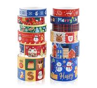 Washi Tape Set 12 Rotoli Natale Tape decorative colorati japanese Washi Tape Nastri Washi mascheratura per decoratori fai da te scrapbooking adesivo scuola materiale per feste Incartare Regali (Color)