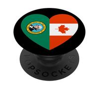 Washington and Canada Flags: Heart Shaped Unity PopSockets PopGrip Adesivo