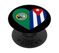 Washington and Cuba Flags: Heart Shaped Unity PopSockets PopGrip Adesivo