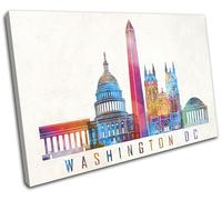 Washington DC Abstract Grunge City SINGLE TELA parete arte foto stampa