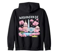 Washington DC Cherry Blossoms Landmark Art Souvenir Viaggio Felpa con Cappuccio