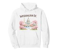 Washington DC Cherry Blossoms Landmark Art Souvenir Viaggio Felpa con Cappuccio