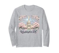 Washington DC Cherry Blossoms Landmark Art Souvenir Viaggio Maglia a Manica
