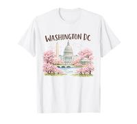 Washington DC Cherry Blossoms Landmark Art Souvenir Viaggio Maglietta
