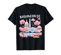 Washington DC Cherry Blossoms Landmark Art Souvenir Viaggio Maglietta