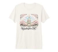 Washington DC Cherry Blossoms Landmark Art Souvenir Viaggio Maglietta Premium