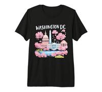 Washington DC Cherry Blossoms Landmark Art Souvenir Viaggio Maglietta Premium
