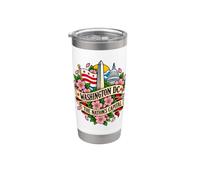 Washington DC La capitale della nazione Cherry Blossom Tattoo Art Bicchiere termico in acciaio inox doppia parete
