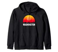 Washington DC Vintage Sunset Retro City State USA Felpa con Cappuccio